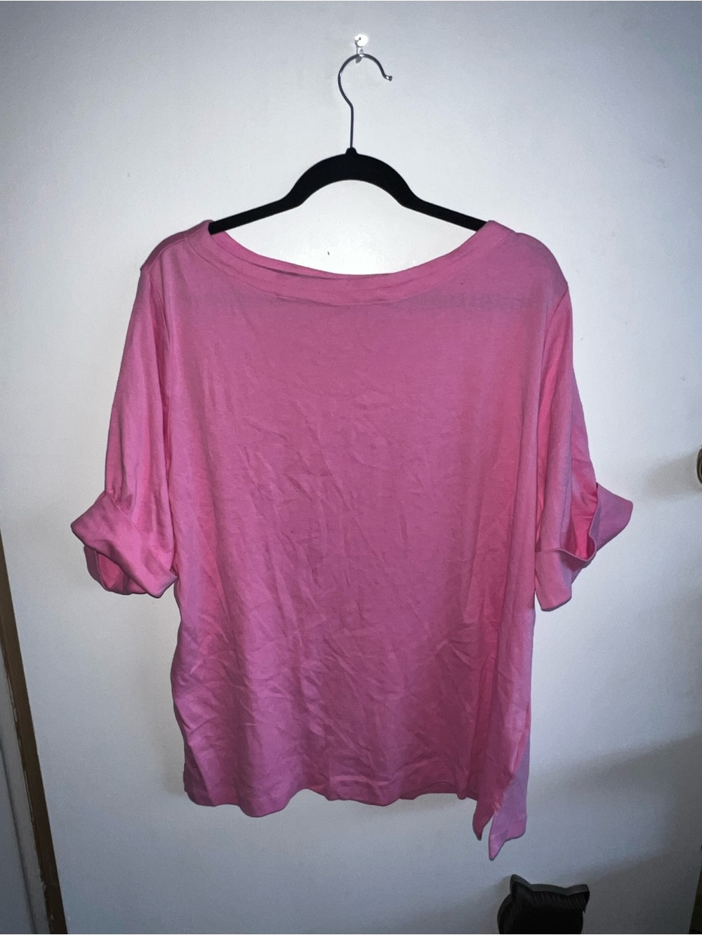 Women’s Relaxed Pink Roll-Sleeve Top